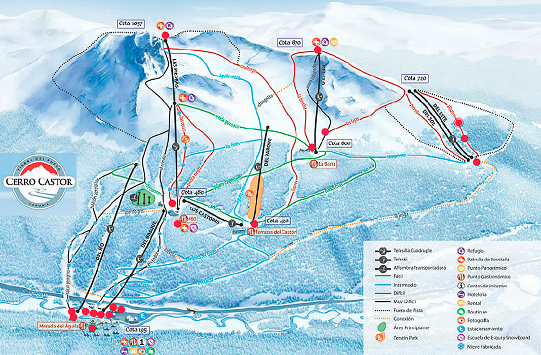 Cerro Castor Trail map