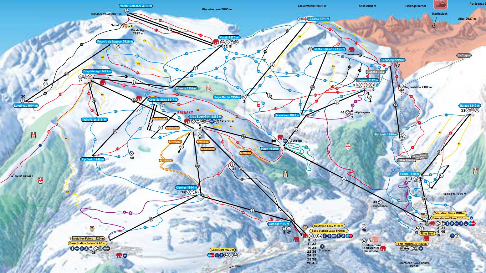 Flims Laax Falera Mapa pistas