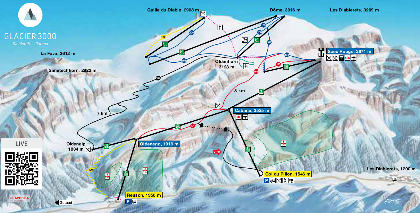 Glacier 3000 Mapa das pistas