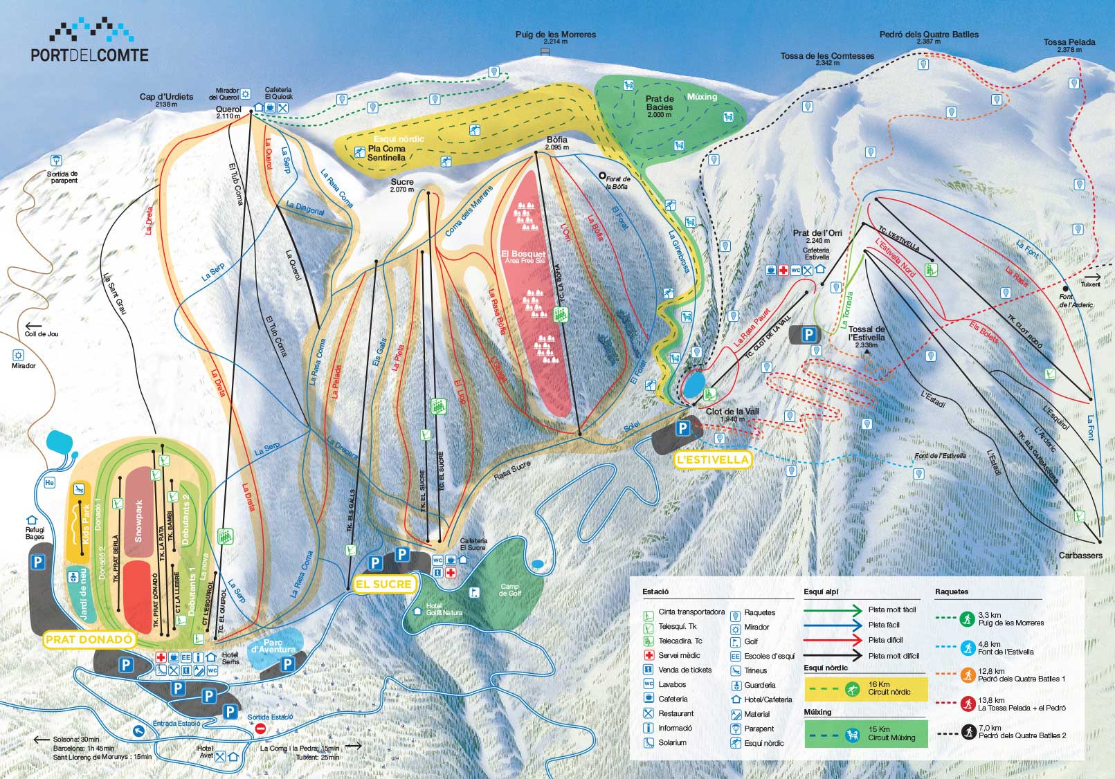 Port del Comte Plan des pistes