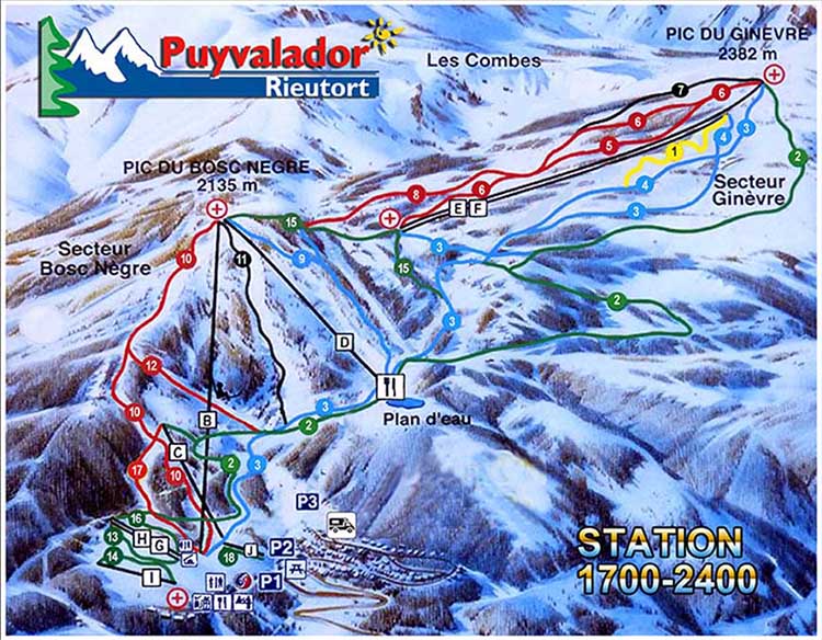 Puyvalador-Rieutort Mapa das pistas