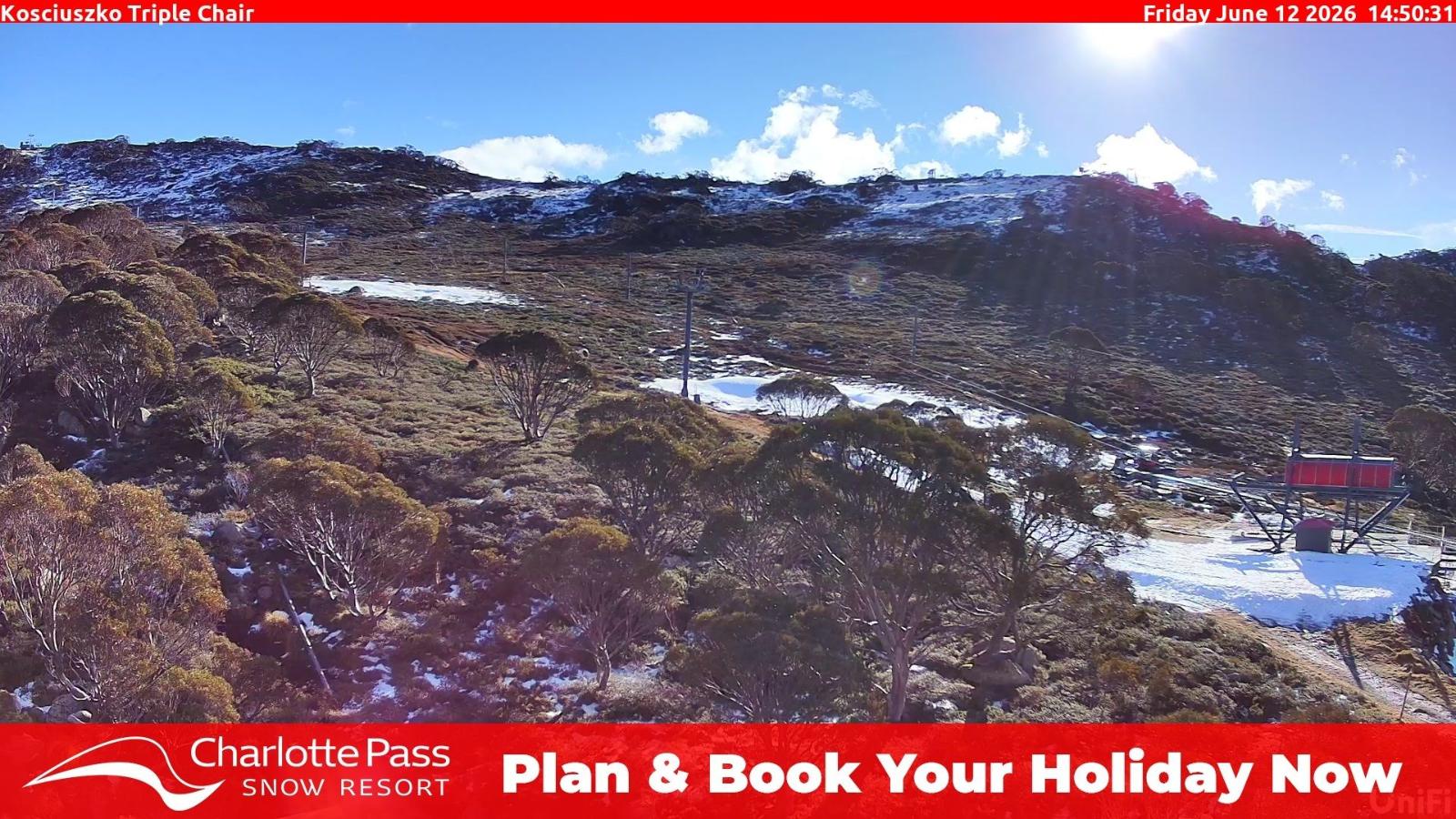 Webcam Charlotte Pass: Kosciuszko triple chair