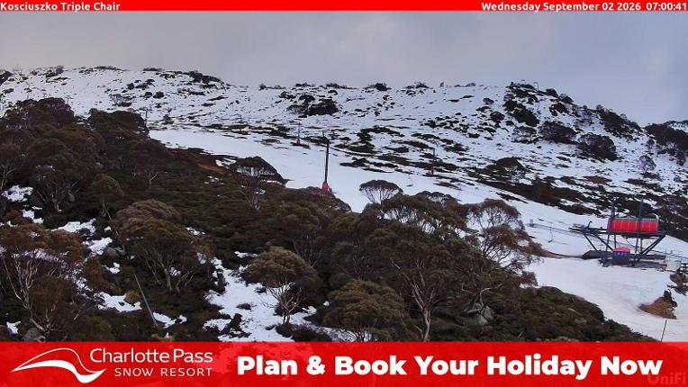Webcam Charlotte Pass: Kosciuszko triple chair