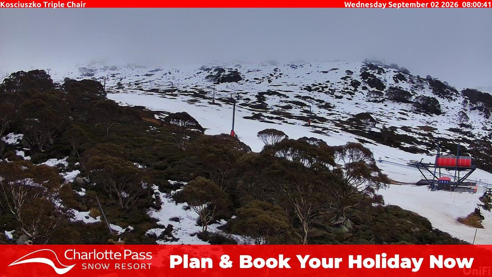 Webcam Charlotte Pass: Kosciuszko triple chair