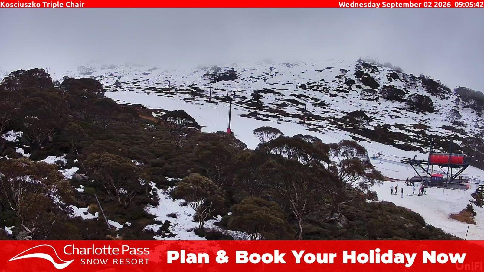 Webcam Charlotte Pass: Kosciuszko triple chair