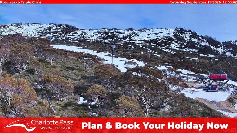 Webcam Charlotte Pass: Kosciuszko triple chair