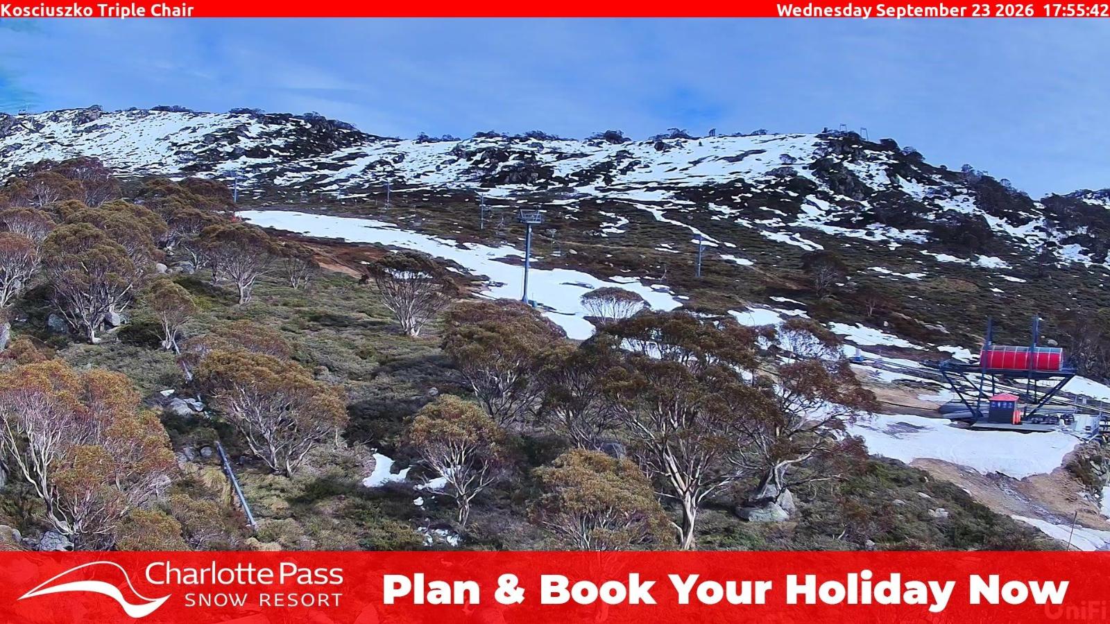 Webcam Charlotte Pass: Kosciuszko triple chair