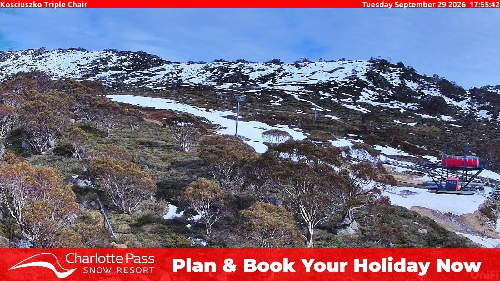 Webcam Charlotte Pass: Kosciuszko triple chair