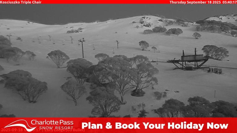 Webcam Charlotte Pass: Kosciuszko triple chair