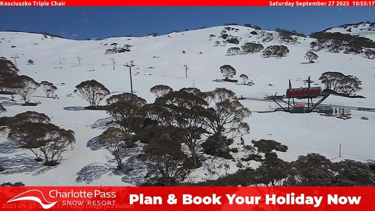 Webcam Charlotte Pass: Kosciuszko triple chair
