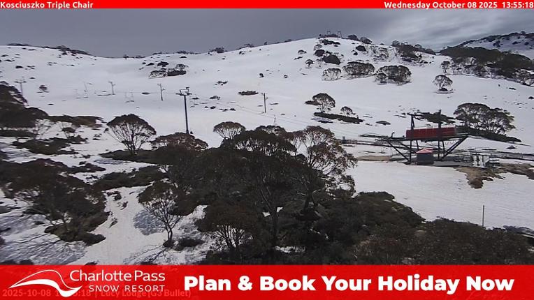 Webcam Charlotte Pass: Kosciuszko triple chair