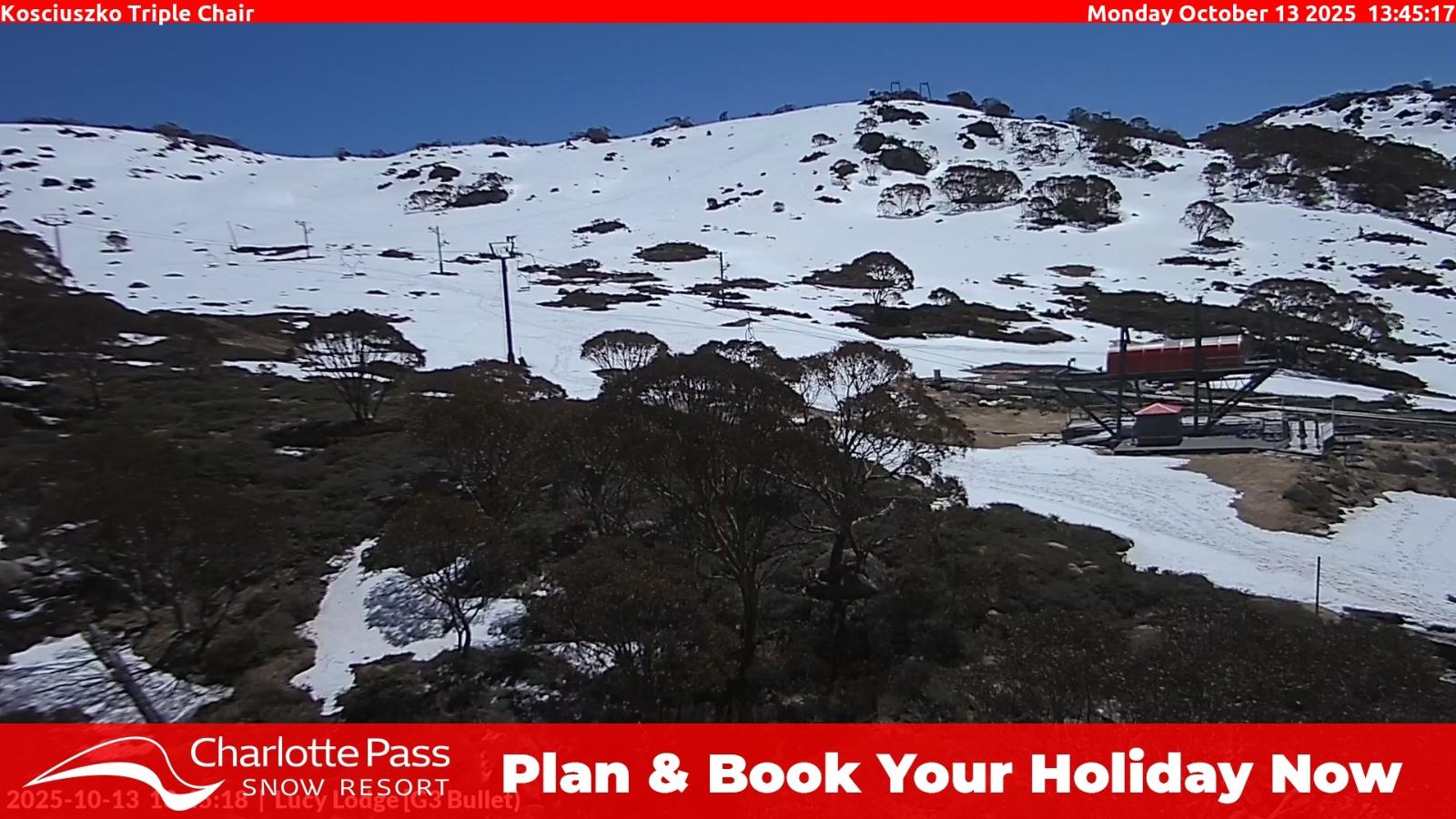 Webcam Charlotte Pass: Kosciuszko triple chair