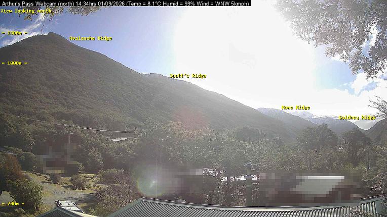 Webcam Temple Basin: Arthur Pass North