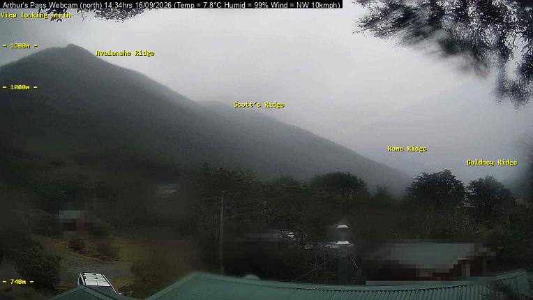 Webcam Temple Basin: Arthur Pass North
