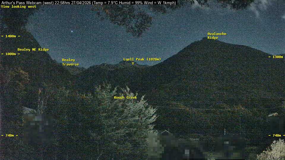 Webcam Temple Basin: Arthur Pass West