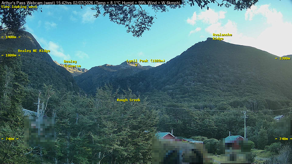 Webcam Temple Basin: Arthur Pass West
