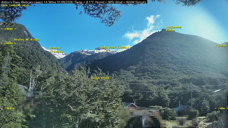 Webcam Temple Basin: Arthur Pass West